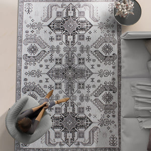 Mocha Modern Grey and White Persian Rug - Staunton and Henry