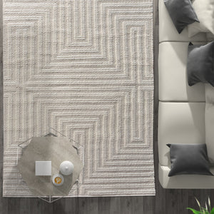 Elsie Modern Textured White Wool Rug - Staunton and Henry