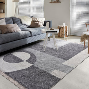 Glen Midcentury Modern Grey and White Rug - Staunton and Henry