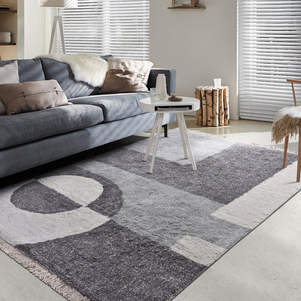 Glen Midcentury Modern Grey and White Rug - Staunton and Henry