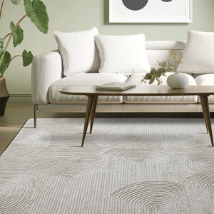 Oden Textured Scalloped White Wool Rug - Staunton and Henry