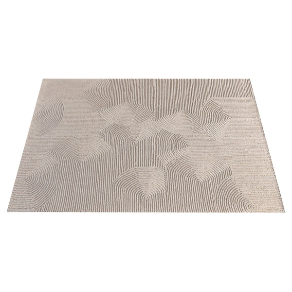 Oden Textured Scalloped White Wool Rug - Staunton and Henry