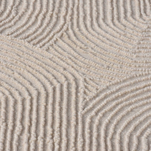Oden Textured Scalloped White Wool Rug - Staunton and Henry