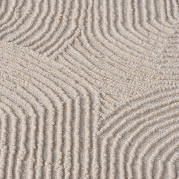 Oden Textured Scalloped White Wool Rug - Staunton and Henry