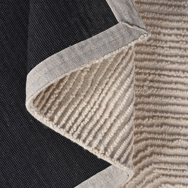 Oden Textured Scalloped White Wool Rug - Staunton and Henry