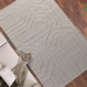 Vostock Modern White Textured Wool Rug - Staunton and Henry