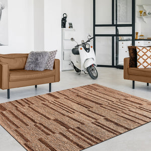 Echete Burnt Orange Leather and Jute Rug - Staunton and Henry