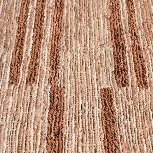 Echete Burnt Orange Leather and Jute Rug - Staunton and Henry