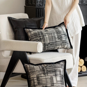 Milano Black and Beige Geometric Cushion Cover