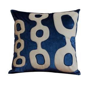 Indigo Blue Velvet Embroidered Cushion Cover - Staunton and Henry