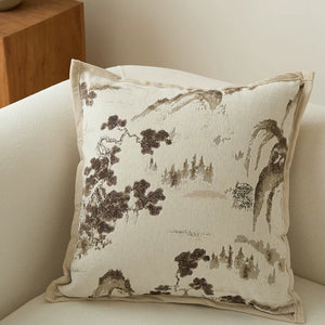Orient Beige & Cream Chenille Jacquard Cushion Cover Set - Staunton and Henry