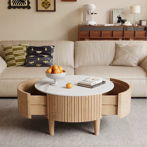 Floyd Mid-Century Wood and Stone Coffee Table - Staunton and Henry