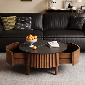 Floyd Mid-Century Wood and Stone Coffee Table - Staunton and Henry