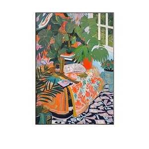 Bohemian Sleeping Cat Illustration Wall Art with Frame - Staunton and Henry