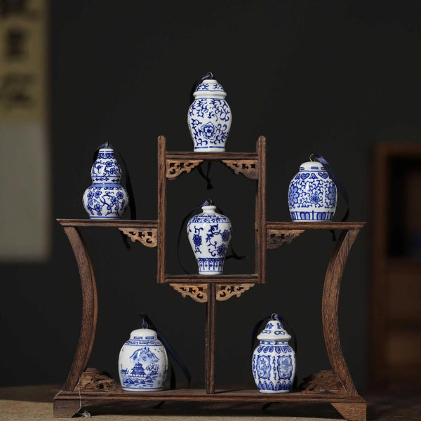 Blue & White Chinese Urn Christmas Bauble Set of 5 - Staunton and Henry