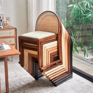 Budi Stackable Wood and Rattan Dining Chair - Staunton and Henry