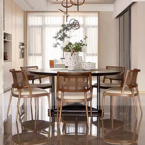 Madison Curved Wood and Rattan Dining Chair - Staunton and Henry