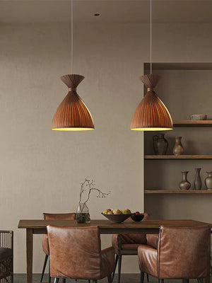 Oriental Wood Veneer Dining Room Pendant Light - Staunton and Henry