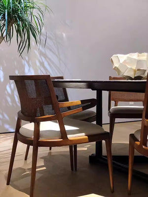 Madison Curved Wood and Rattan Dining Chair - Staunton and Henry