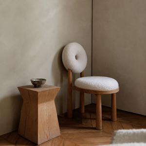 Mochi Natural Wood Flocked Fabric Dining Chair - Staunton and Henry