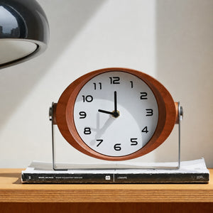 Astro Cherry Wood Mid-Century Desk Clock