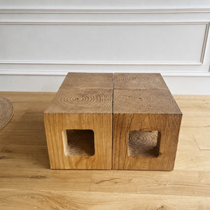 Kansai Modular Wood Wabi-Sabi Coffee Table Stools - Staunton and Henry