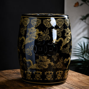 Imperial Noir Dragon Garden Stool