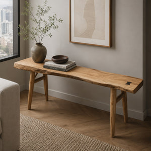Aki Organic Modern Solid Wood Log Bench