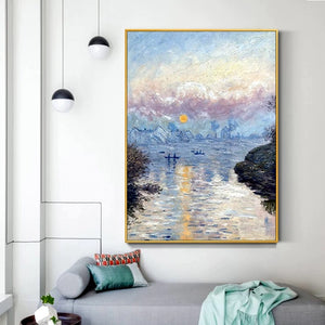 Framed Claude Monet Art Print: Sunset on the Seine at Lavacourt - Staunton and Henry