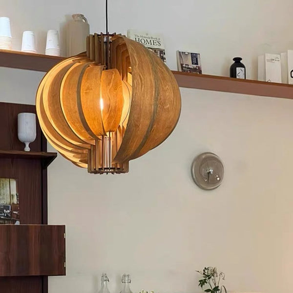 Runa Round Wood Veneer Hanging Light - Staunton and Henry