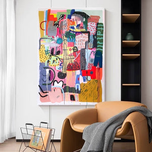 Abstract Multicolored Print Wall Art with Frame - Staunton and Henry