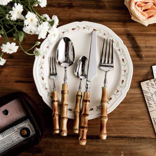 Bamboo Handle Stainless Steel Cutlery Set - Staunton and Henry