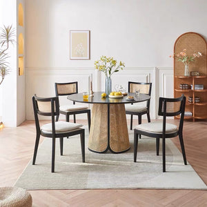 Buro Black Dining Chair with Rattan - Staunton and Henry