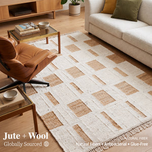 Aki Japandi Wool and Jute Area Rug