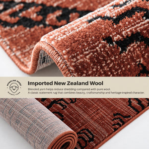 Rufus Vintage Brick Red Wool Area Rug - Staunton and Henry