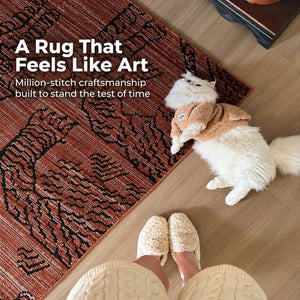 Rufus Vintage Brick Red Wool Area Rug - Staunton and Henry