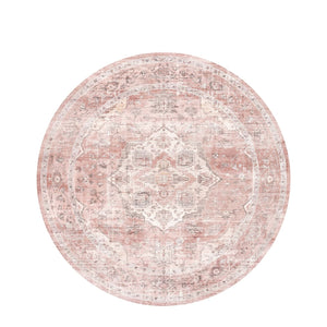 Vintage Persian-Style Round Wool Carpet