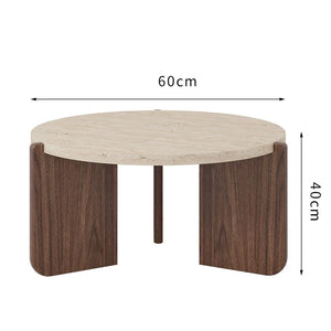 Nuevo Travertine and Wood Wabi-Sabi Coffee Table - Staunton and Henry