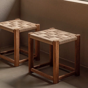 Mika Woven Rope and Wood Stool
