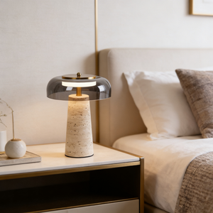 Halo Travertine Wabi Sabi Table Lamp - Staunton and Henry