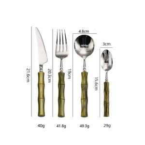 Jade Bamboo Handle Stainless Steel Cutlery Set - Staunton and Henry