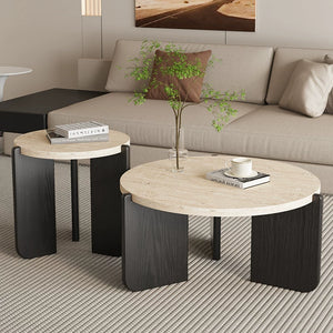 Maru Round Travertine Coffee Table - Staunton and Henry