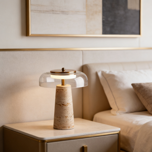 Halo Travertine Wabi Sabi Table Lamp - Staunton and Henry