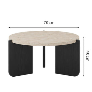 Nuevo Travertine and Wood Wabi-Sabi Coffee Table - Staunton and Henry