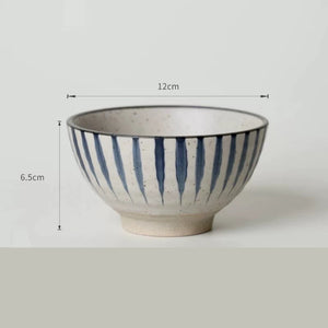 Handmade Ceramic Rice Bowl Hand-Painted Underglaze Retro Floral Design - Staunton and Henry
