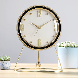 Sidney Mid-Century Gold Pedulum Desk Clock