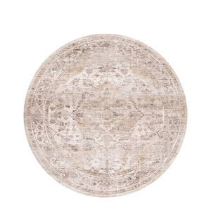 Vintage Persian-Style Round Wool Carpet