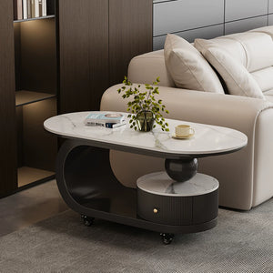 Modern Stone and Wood Moveable Coffee Table - Staunton and Henry