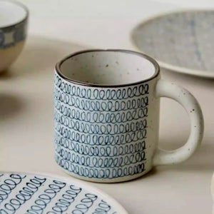 Kyoto Blue and White Ceramic Mugs - Set of 4