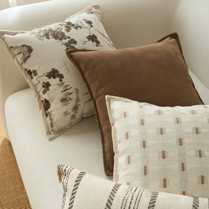 Orient Beige & Cream Chenille Jacquard Cushion Cover Set - Staunton and Henry